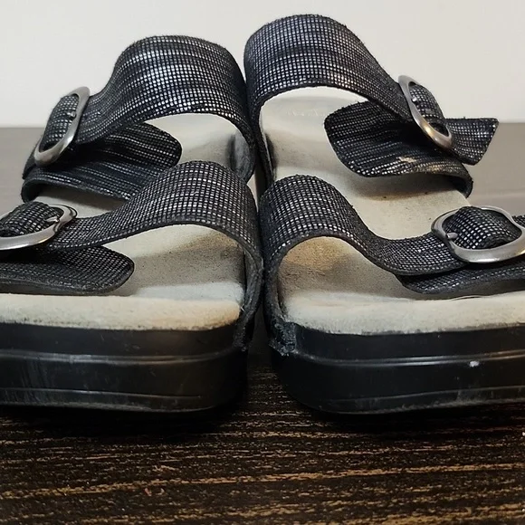 Dansko size 40 black sliver Slides Wedges Sandals Leather - Picture 3 of 7